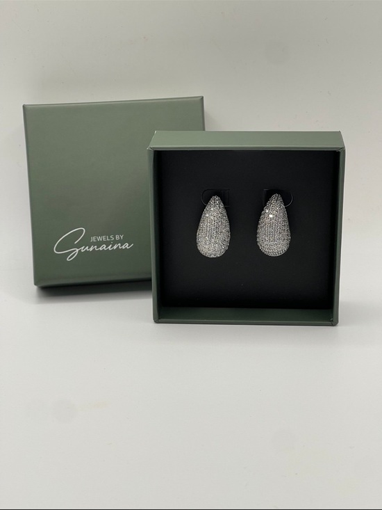 Jewelry - Jewels by Sunaina NARINA Silver Teardrop Stud Earrings NWT